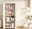 72" Farmhouse Freestanding Kitchen Pantry Cabinet Tall Storage with 4 Door Shelves Adjustable for Dining Room