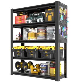 78"H 5-Tier Adjustable Heavy-Duty Storage Shelving with Pegboard, Industrial Metal Shelving Unit for Garages, Warehouses, Offices, Kitchens