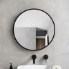 30 in Round Framed Mirror Medicine Cabinet, Black Iron & Aluminum Surface Mount Bathroom Storage Cabinet