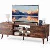 Modern TV Stand for 55-60 inch TV, Mid Century Entertainment Centre, Media Console Table with Storage for Living Room, Office, Brown