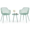 3 Piece Patio Chair Set with PP Seat and Tabletop for Porch