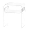 Acrylic Side Table, 2 Tiers Clear Bedside Table with Storage Shelf, Modern Rectangle Acrylic End Desk, Transparent Thick Nightstand for Bedroom