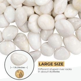 38LBS Large White River Rocks 2-3 Inch - Natural Polished Pebbles for Landscaping, Garden Decor, Aquariums, Decorative Stones for Pathways, Planters