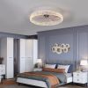 Modern Acrylic Ceiling Fan Light with Remote Control, Dimmable LED Chandelier, 6-Speed Adjustable, Quiet Motor, Flush Mount Design for Living Room, Be