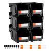 Plastic Stackable Storage Bins, 14.8 x 8.5 x 7.1 inch (6 Pack), Plastic Containers for Organizing and Storage Bins for Closet, Garage, Small Parts