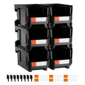 Plastic Stackable Storage Bins, 14.8 x 8.5 x 7.1 inch (6 Pack), Plastic Containers for Organizing and Storage Bins for Closet, Garage, Small Parts