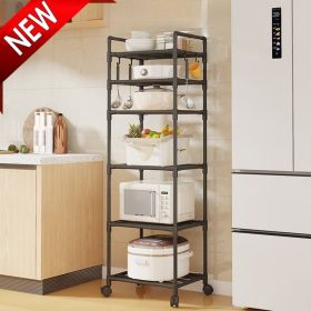 Bxaolu 6 Tier Slim Rolling Storage Cart, Narrow Mobile Shelving Unit Organizer Utility Cart with Wheels, Plastic Storage Baskets for Kitchen, Bathroom