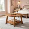 2-Tier  Wood round Coffee Table 31.5 Inch Diameter Living Room Cocktail Accent Table