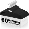 60 Pack, Premium Clothes Hangers Non-Slip Felt Hangers, Sturdy Black Hangers Heavy Duty Coat Hangers, Durable Suit Hangers for Space Saving,
