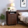Brown Mobile Storage Cabinet Organizer with Drawer And Cabinet Printer Stand on Castors for Home And Office