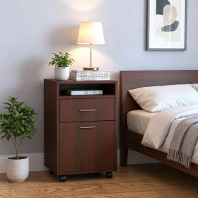 Brown Mobile Storage Cabinet Organizer with Drawer And Cabinet Printer Stand on Castors for Home And Office