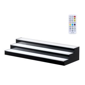 LED Lighted Liquor Bottle Display, 3 Tiers 30 inches, Acrylic Illuminated Home Bar Shelf Display with RF Remote & App Control