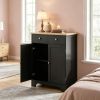 Black Kitchen Storage Cabinet Sideboard Floor Cupboard with  Top Adjustable Shelf 2 Drawers for Home Organization