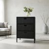 Brown Outdoor Patio Storage Cabinet Pool Organizer with 3 Drawers And Towel Rack Functional And Stylish Organizer
