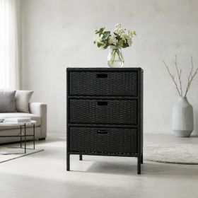 Brown Outdoor Patio Storage Cabinet Pool Organizer with 3 Drawers And Towel Rack Functional And Stylish Organizer