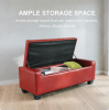 Bright Red 50.5" Faux Leather Rectangular Storage  for Home Decor And Organization