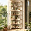 Industrial Corner Etagere Bookcase 7-Tier Metal Bookshelf Multi-Functional Storage Rack for Living Room Bedroom Kitchen