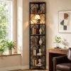 Slim 7-Tier Corner Shelf 78.7 Inch Bookcase Metal Storage Rack for Living Room Bedroom Kitchen Organizer