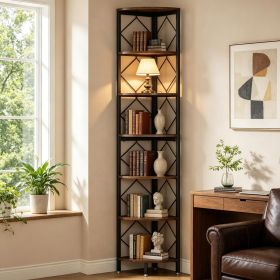 Slim 7-Tier Corner Shelf 78.7 Inch Bookcase Metal Storage Rack for Living Room Bedroom Kitchen Organizer