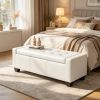 White 50.5 Inch Faux Leather Rectangular Tufted Storage for Living Room Entryway Bedroom - Living Space Organization