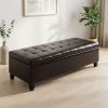 Dark Brown 51" Faux Leather Storage Bench  Lift Top for Living Room Entryway Additional Seating with Hidden Storage