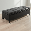 Dark Brown 51" Faux Leather Storage Bench  Lift Top for Living Room Entryway Additional Seating with Hidden Storage