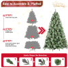 Artificial 5ft Green Christmas Tree with 694PVC/Hard Needle Mixed Branch Tips, 200L warm white led, Pine cone