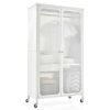 Modern Mobile Closet Armoire - 31.5"x14.5"x58" Size, Visible Doors, Adjustable Shelves & Hanging Rod, Ideal for Home Clothing Storage