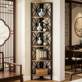 Corner Bookshelf 70.8 Inch Display Shelf Storage Rack for Living Room Bedroom Corner Shelf