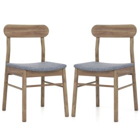 2PCS Solid Rubber Wood Dining Chairs , 400 LBS Capacity Padded Upholstered Kitchen Chairs