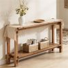 wood sofa table, console table, farmhouse entrance table with storage space, easy to install