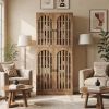 70.8 Inch Wooden Kitchen Pantry Cupboard Storage Cabinet with 4 Slatted Doors for Home Organization