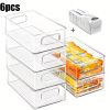 6 Pack Clear Refrigerator Organizer Bins, 10 Inch Food Storage Containers for Fridge, Freezer, Pantry and Cabinets