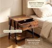 Industrial Style Nightstand Set of 2 with Adjustable Foot Pads for Bedroom Furniture Night Stands