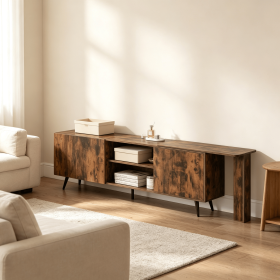 TV Stand for TVs up to 85 Inch Wall-Mounted with 2 Wall Shelves And Charging Station for Living Room Bedroom