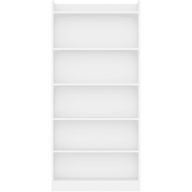 Wooden 6 Layer Modern Open Shelf Bookcase with Top Compartment, White