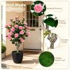 39.5 Inch Artificial Camellia Tree with Orange Blossoms in Cement Pot for Home Decor Faux Plant with Realistic Flowers-There is only one.