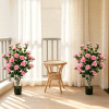 39.5 Inch Artificial Camellia Tree with Orange Blossoms in Cement Pot for Home Decor Faux Plant with Realistic Flowers-There is only one.