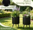 et of 2 Decorative Flower Pots with Stand And Drainage Holes - Indoor Outdoor Plant Pots with Stand for Home Decor