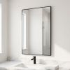 26"x38" Rectangular Bathroom Mirror Wall Mounted Mirror with Metal Frame, Black