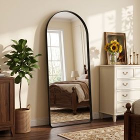 21"x64" Arched Floor Mirror Rounded Corner Full Length Mirror with Deep Frame, Black