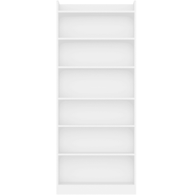 Wooden 7 Layer Open Shelf Bookcase with Compartment, White