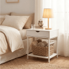 Side End Table, Nightstand, Bedside Table with Drawer and Storage Shelves, Sofa Table for Living Room, Bedroom, Accent Furniture, Easy Assembly, White