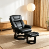 Black PU Leather Swivel Recliner with Ottoman - Reclining Chair with Footrest for Living Room And Bedroom