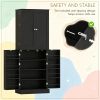 Black 65 Inch Kitchen Pantry Cabinet with 4 Doors And 16 Door Shelves for Dining Room Organization - Storage Cabinet