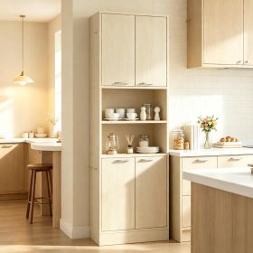 75 Inch Kitchen Pantry Cabinet Tall Cupboard with  Doors And Adjustable Shelves for Storage