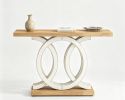 55" Geometric Console Table Modern Minimalist Design for Entryway And Living Room Decorative Storage Furniture