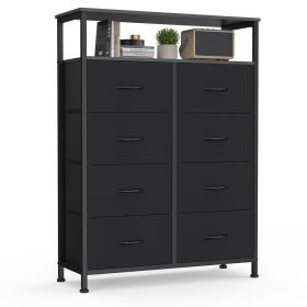 8 Drawers Fabric Dresser, Clothes Storing, Storage Tower Organizer TV Stand, for Bedrooms, Wardrobes, Entryways, and Living Rooms, Black
