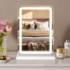 Vanity Mirror with Lights, 17" x 19" LED Makeup Mirror with Dimmable 3 Color Modes, Touch Screen Control Vanity Based Mirror Desk Mirror Square White