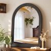 40"x30" Arched Bathroom Mirror with Wooden Frame Decorative Wall Mounted Mirror, Black